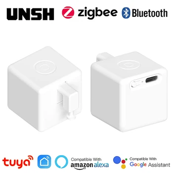 Tuya Zigbee Bluetooth Smart Touch Fingerbot Плюс USB Перезаряжаемый рычаг-толкатель кнопки переключения Fingerbot Через Alice Alexa Google Home