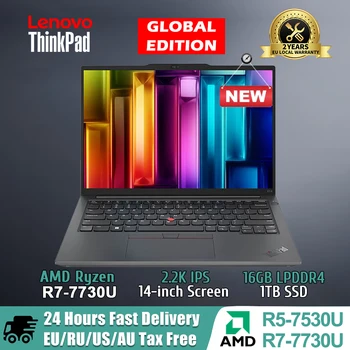 Ноутбук Lenovo ThinkPad E14 2023 R5-7530U / R7-7730U с процессором 16 ГБ 512 ГБ SSD-накопителя, Двухканальный 14-дюймовый IPS-экран 2.2 k, Компьютерный Ноутбук