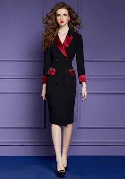 Роскошное платье-блейзер с бисером, украшенное надрезами, для женщин, офис 2023, Осеннее Элегантное платье с длинным рукавом для официальной вечеринки, Vestidos Fiesta, Плюс Размер