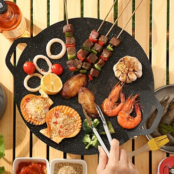 Сковорода для барбекю на открытом воздухе, Корейская сковорода для барбекю, Железная пластина, сковорода для мяса для барбекю, медицинский камень, сковорода для гриля, плита для домашнего использования